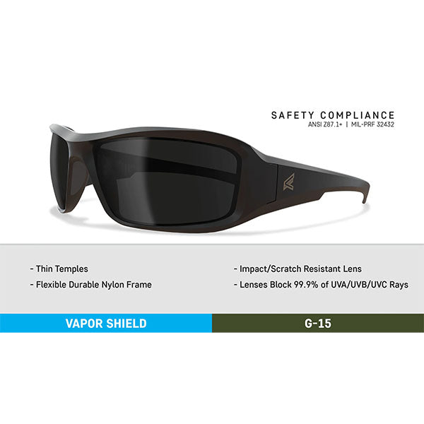 Sonnenbrille HAMEL, SOFT TOUCH MATTE BLACK THIN TEMPLE FRAME, G-15 Vapor Shield Lens (XH61-G15-TT)