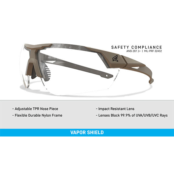 Schiessbrille PHANTOM RESQUE, Tan499 Frame, Clear Vapor Shield Lens (PR21VS)