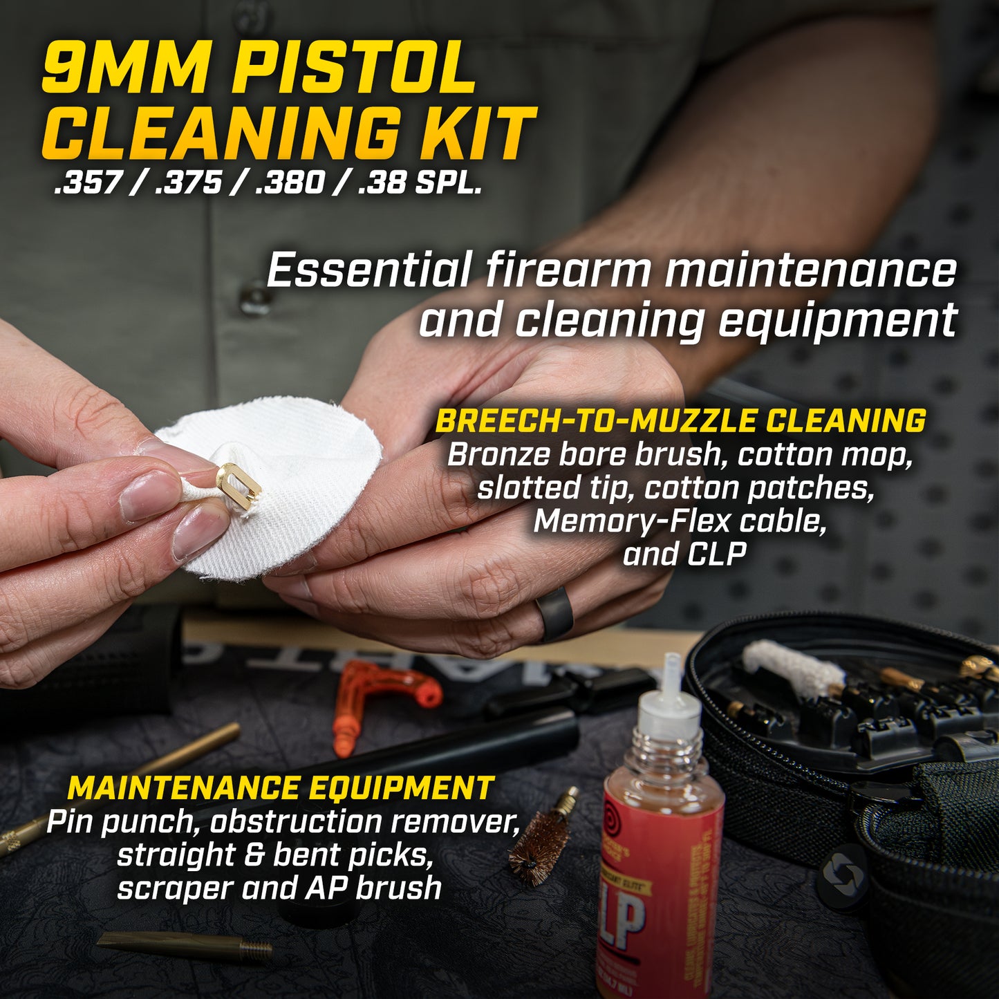 9mm Gun Cleaning Kit for Pistols & Rifles