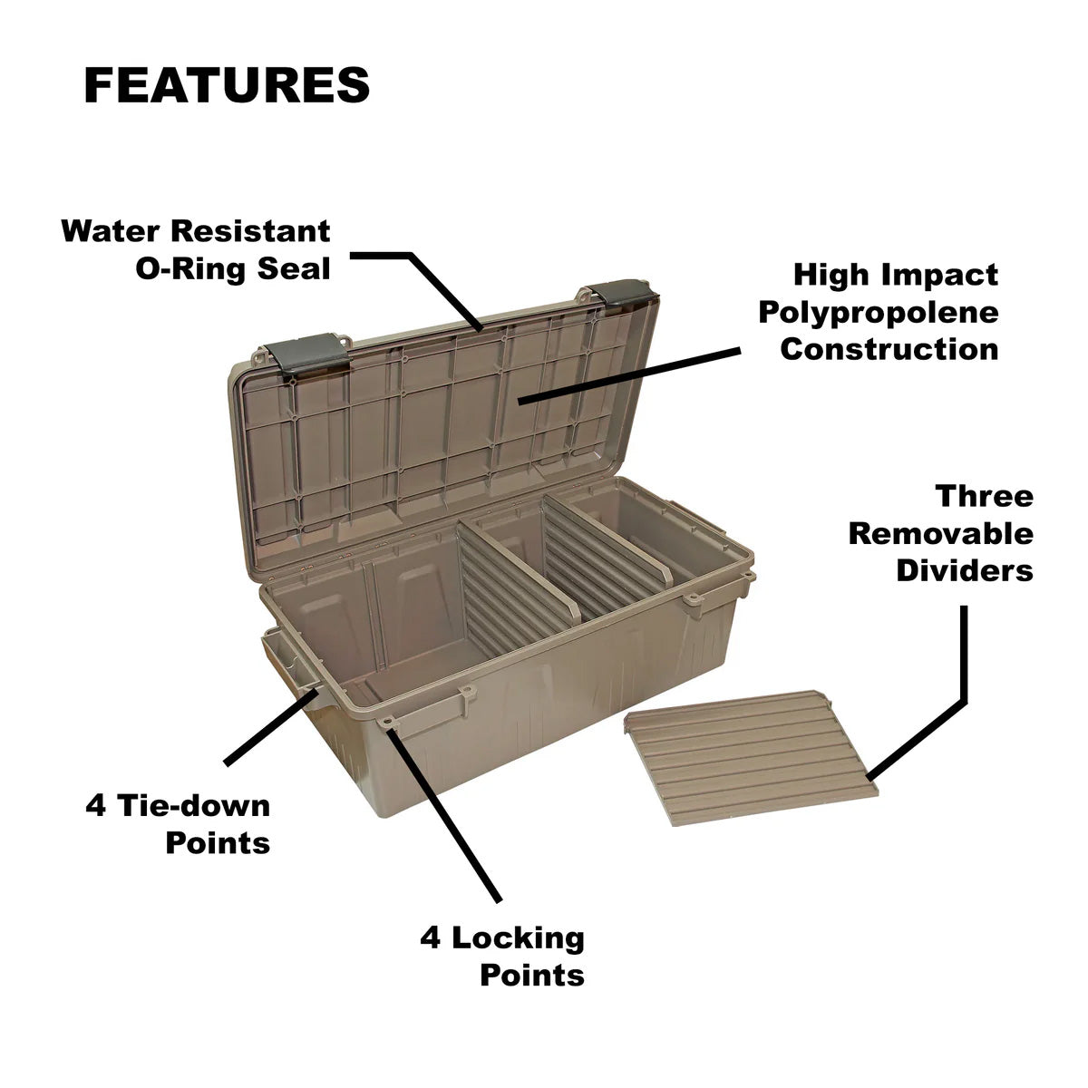 Ammo Crate Divided Utility Box, Dark Earth