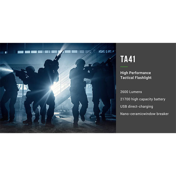 Taktische LED-Taschenlampe TA41, 2'600 Lumen (inkl. Akku)