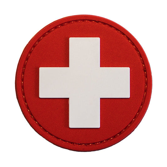 Morale Patch / Klett-Patch - SWISS FLAG ROUND LARGE, red