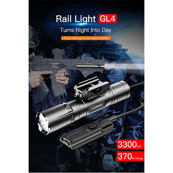 Taktische LED Waffenlampe GL4, 3'300 Lumen (inkl. Akku)
