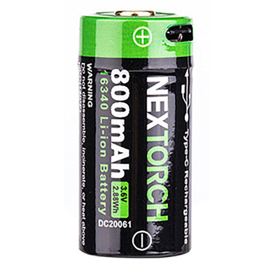16340 USB Li-Ion Akku DC20061, 800mAh inkl. Schutzschaltung & USB-C -Ladeanschluss