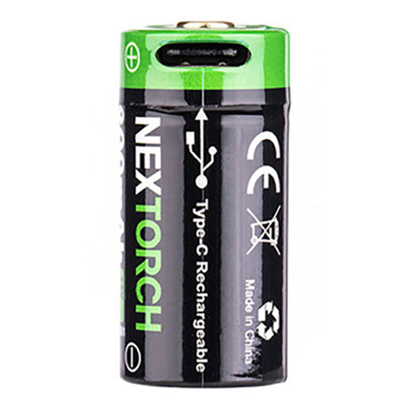 16340 USB Li-Ion Akku DC20061, 800mAh inkl. Schutzschaltung & USB-C -Ladeanschluss