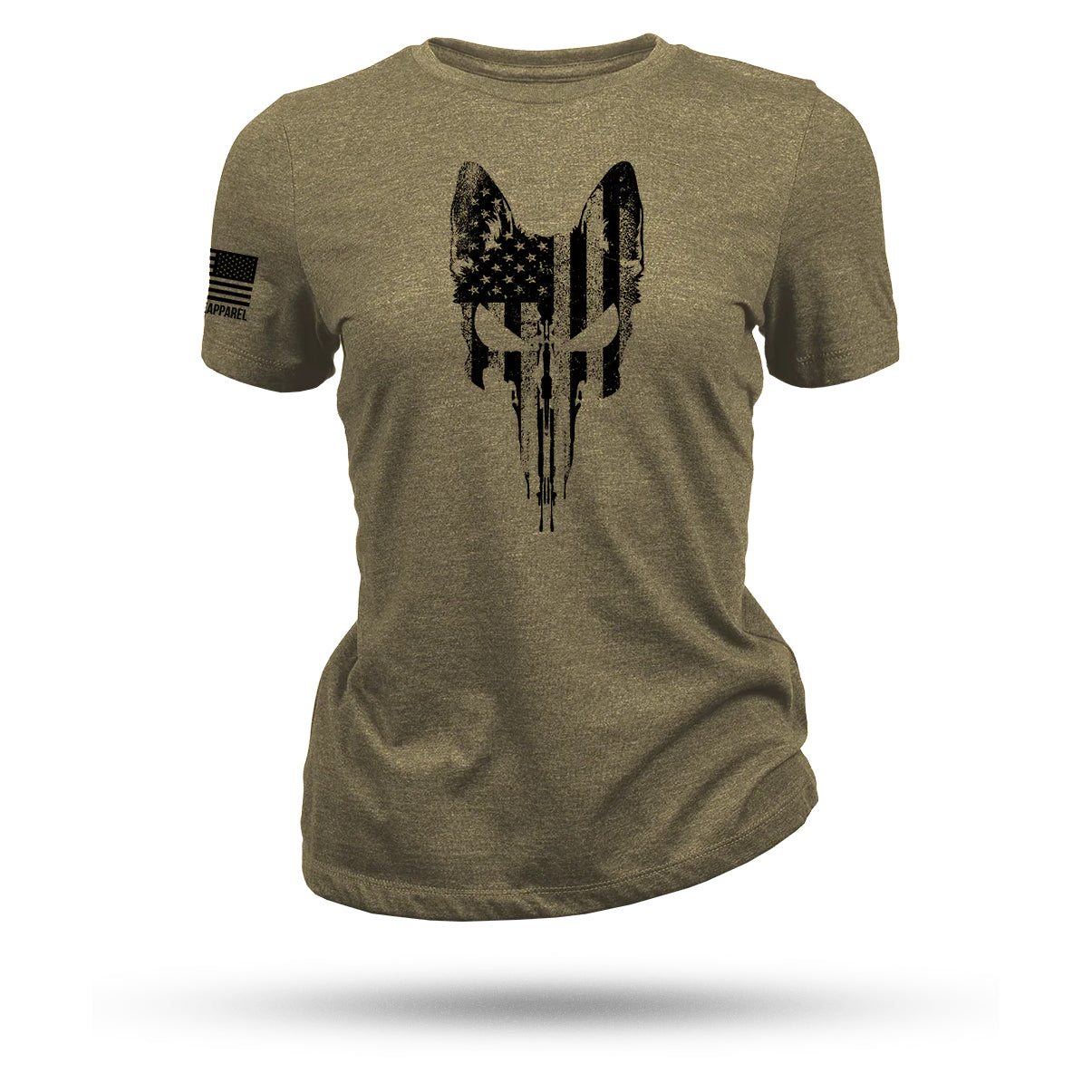 Women's T-Shirt REX SKULL FLAG, olive