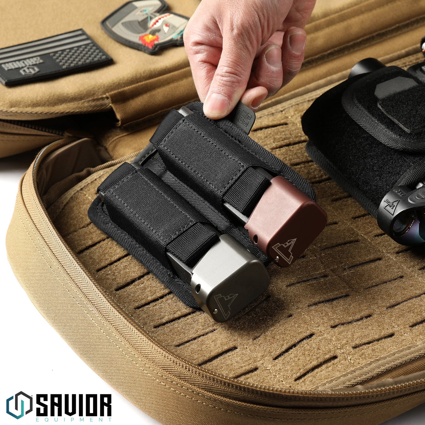 Pistol Mag Holder – 2 Slots – Hook Backing, Black