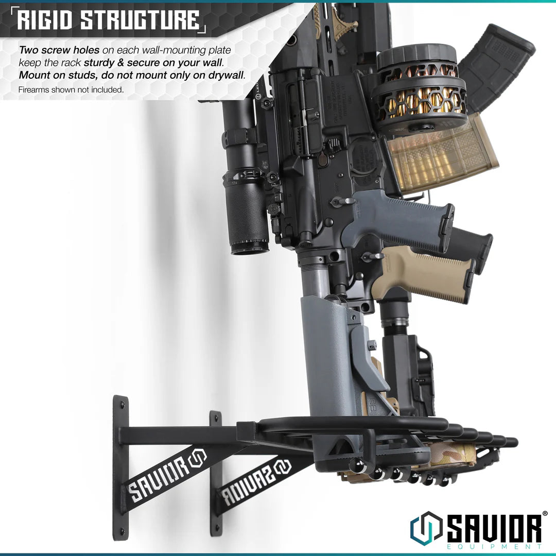 Rifle Wall Rack – 6 Slots, Black