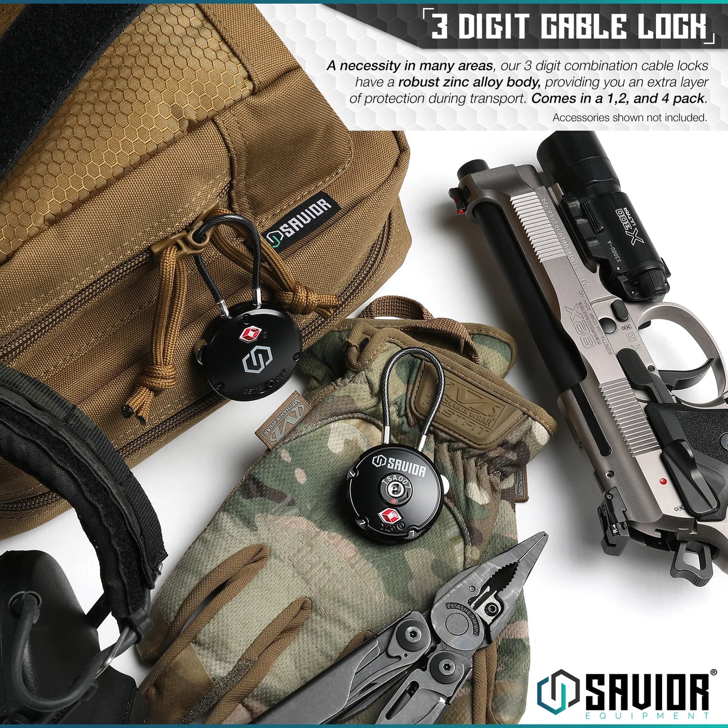 3-Digit Cable Lock (4er Pack)